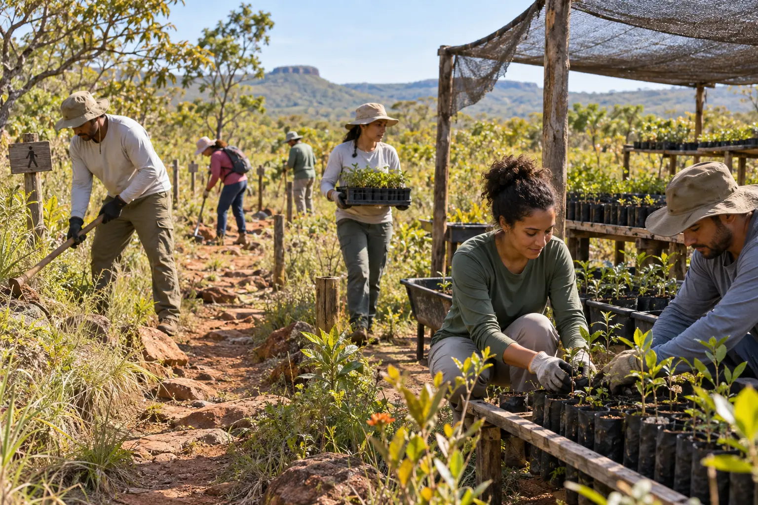 Paisagem ilustrativa do Cerrado para Dia de Mutirão